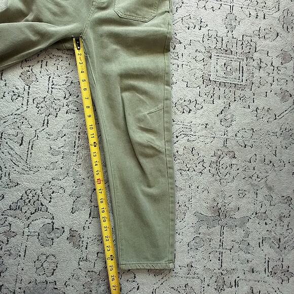 Böhme Paperbag High Rise Relaxed Crop Denim Pants Olive Women’s Small NWT - Picture 5 of 5